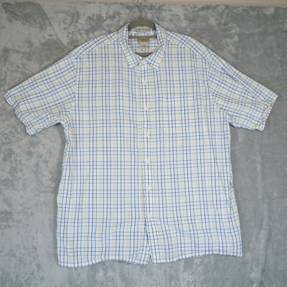 Lands End Shirt Mens XXL‎ Plaid Long Sleeve Button Up No Iron Twill Baumwolle